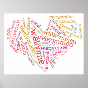 Välkomsthjärta (många språk) Poster