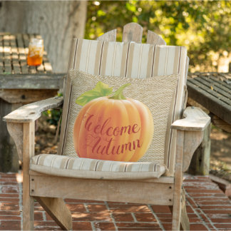 Välkomsthösten Harvest Pumpkin på Faux Jute Burlap Kudde