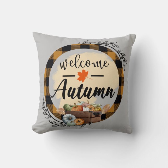 Välkomsthöstens Pumpkin-Vintage Cotton 16"X16" Kudde (Framsida)