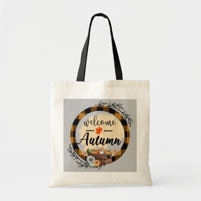 Välkomsthöstens Pumpkin-Vintage Tygkasse (Framsidan)