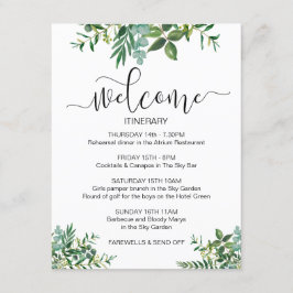Välkomstillustration för bröllomshelgens grönska tilläggskort