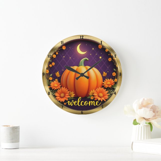 Välkomstklocka hösten: Pumpkin Moonlight Sydney Stor Klocka (Hem)