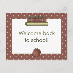 Välkomstkort för Apple och Bok, Back to school Vykort