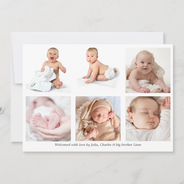 Välkomstkort för babyfotomontage meddelande (Framsida)