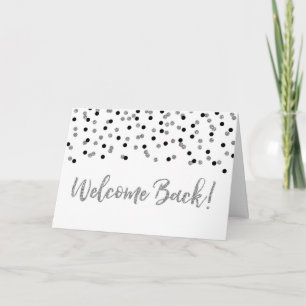 Välkomstkort för Black Silver Confetti Kort