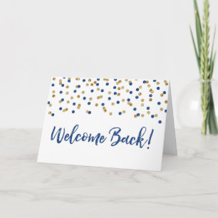 Välkomstkort för Blue Guld Confetti Kort