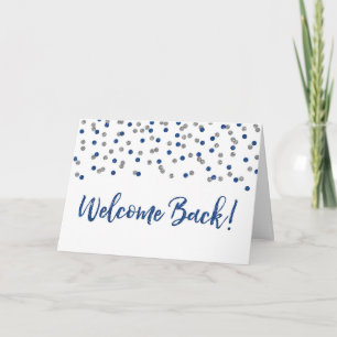 Välkomstkort för Blue Silver Confetti Kort