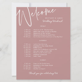 Välkomstkort för Bröllop Helg Itinerary Mauve Inbjudningar