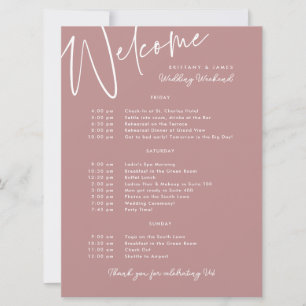 Välkomstkort för Bröllop Helg Itinerary Mauve Inbjudningar