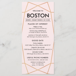 Välkomstkort för Geometric Ro Guld Bröllop Program