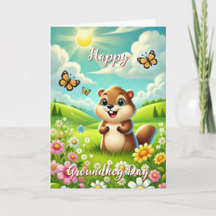 Välkomstkort för Groundhog Day & History Card lyck Kort