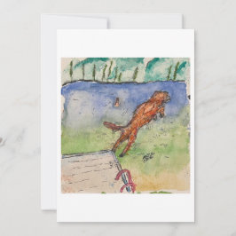 Välkomstkort för hund som hoppar från brygga inbjudningar