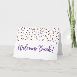 Välkomstkort för lila Guld Confetti Kort