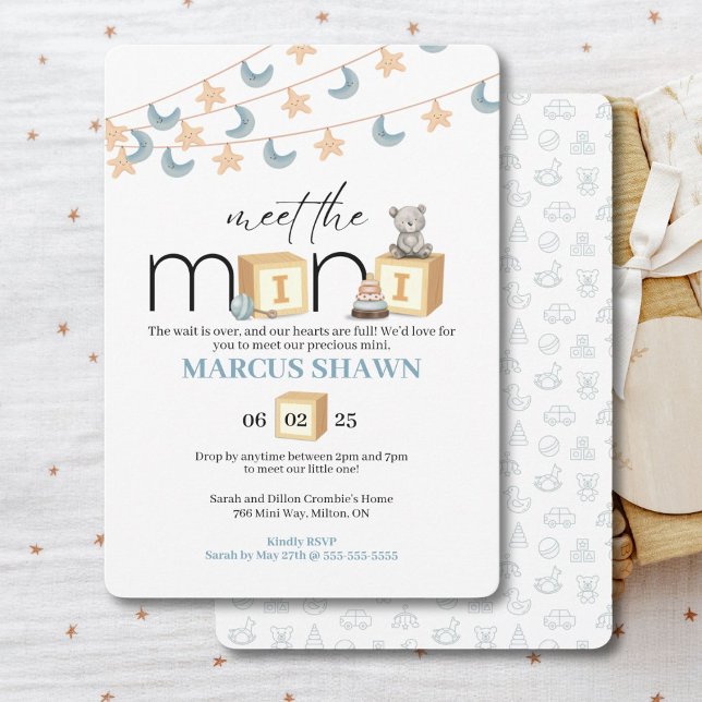 Välkomstkort för Mini Baby-fest Inbjudningar (Adorable invitation to introduce your new mini to the world.)