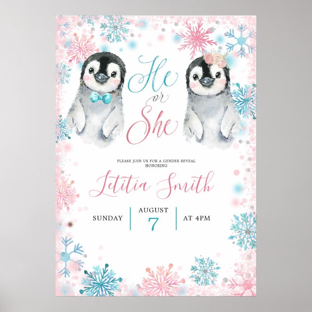 Välkomstkort för Penguin Winter-Genderna Poster (Framsidan)