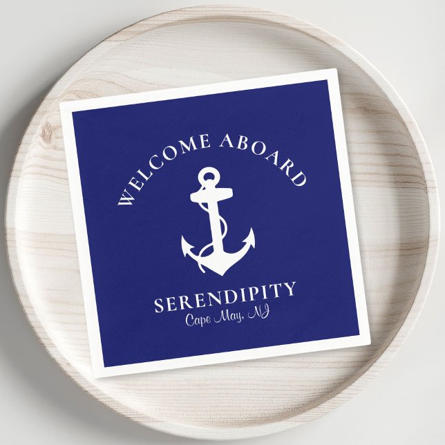 Välkomstkort för Personligen Boat Anchor Navy Pappersservett (Skapare uppladdad)