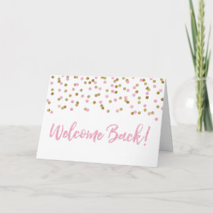Välkomstkort för rosa Guld Confetti Kort