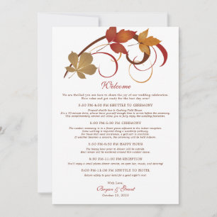Välkomstkort för Rustic Falling Lövs Bröllop Inbjudningar