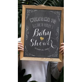 Välkomstkort för svart, vit Blommigt, babyvy Poster