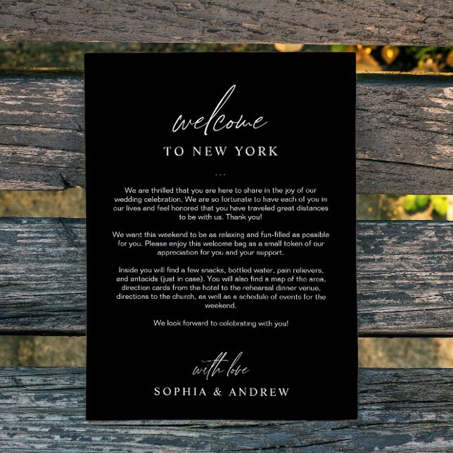 Välkomstkort för svartvitt Itinerärt tack Inbjudningar (Skapare uppladdad)