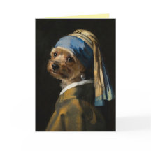 Välkomstkort med Yorkie och pärlörhänge