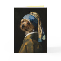 Välkomstkort med Yorkie och pärlörhänge