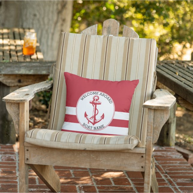 Välkomstkort - Mörk Red ⚓ Nautical Anchor Kudde (Stol)