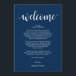 Välkomstkort och internkort för modern Bröllopsdag Program<br><div class="desc">Modern Rustic Bröllopsdag Välkommen,  Händelser och Inlandscertifikat,  i marinblått tema. #TeeshaDerrick</div>