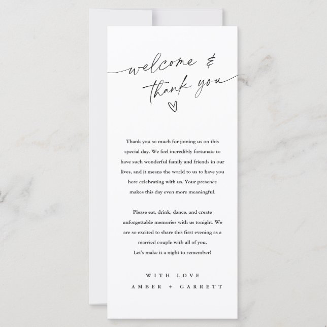 Välkomstkort och tackkort för minimal Personlig (Framsida)