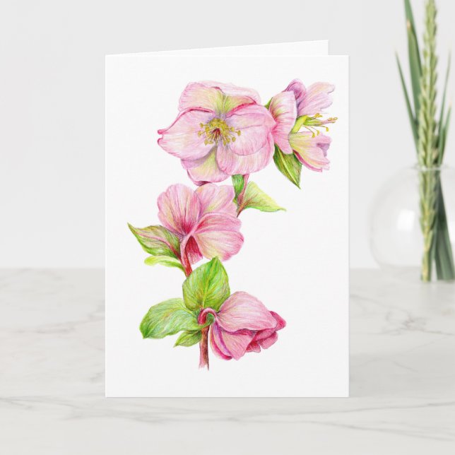 Välkomstkort - Rosa julros blomma Kort (Framsida)