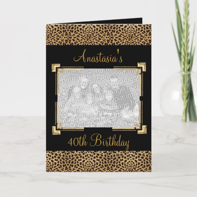 Välkomstkort Svart djurtryck Event  Foto Kort (Framsida)