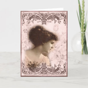 Välkomstkort, Vintage flickdesign Kort