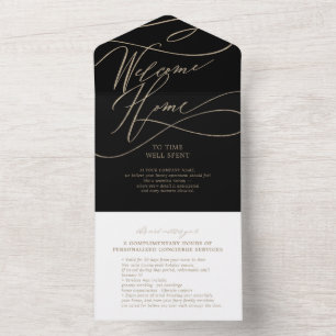 Välkomstkortet Romantic Guld och Black Welcome Hom
