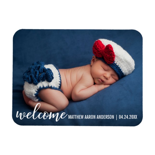 Välkomstkungörelse Ny Baby Modern W Magnet (Horisontell)