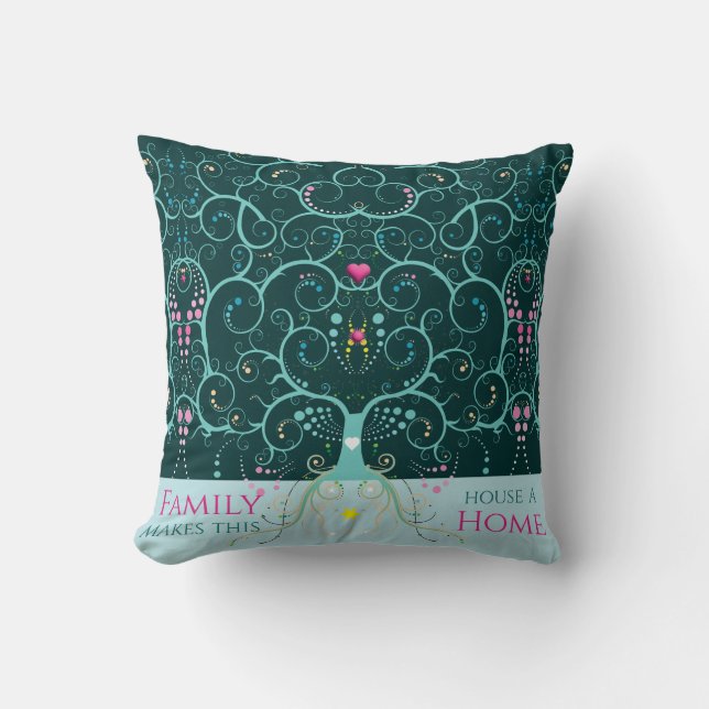 Välkomstmatta för hemmet med träd-livs-design lite kudde (Framsida)