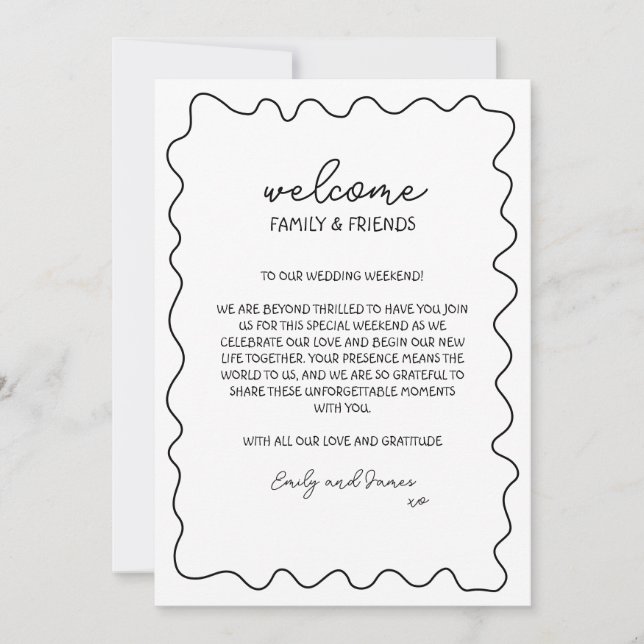 Välkomstmeddelande för hand plockade-destinationsb anteckningskort (Framsida)