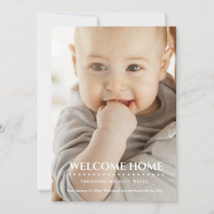 Välkomstmeddelande om adoption av foto hemma meddelande