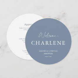 Välkomstmeny för Dusty Blue Round Möhippa Meny