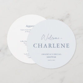 Välkomstmeny för Dusty Blue Round Möhippa Meny