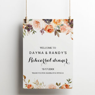 Välkomstmiddag för Rustit Autumn Blommigt Poster