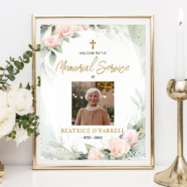 Välkomstminnestjänst för foto med Blommigt för vat Poster