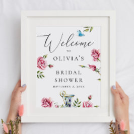 Välkomstmöhippa för blommigten Watercolor ro Poster