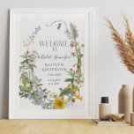 VälkomstMöhippa för Blommigten Wildblommor Waterco Poster<br><div class="desc">Elegant-, ljus- och mejeriblommor med löv bladgrönt, dragonfly, fjäril och bin kombineras med ett Art Deco, Art nouveau stil-teckensnitt paret parat med ett handskrivet kalligrafteckensnitt. Detta kollage var grafiskt designat av en internationellt licensierad konstnär och formgivare, Audrey Jeanne Roberts, upphovsrätt. Den botaniska vintage som användes för att skapa detta kollage...</div>