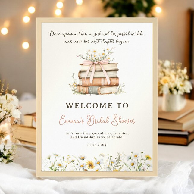 Välkomstmöhippa för Storybook Wildblomme Poster (Storybook Wildflowers Welcome bridal shower Poster)