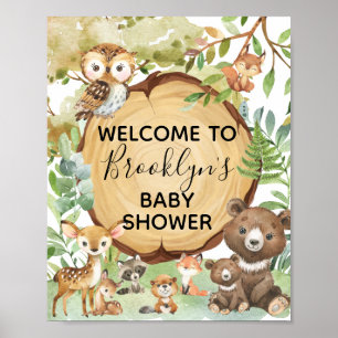 Välkomstnämnd för Forest Woodland Animal Baby Show Poster