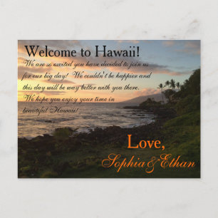 Välkomstnotering för Bröllop från Hawaiian Sunset Vykort