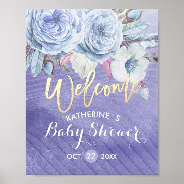 Välkomstorde Boho Flower Feathers Poster (Framsidan)