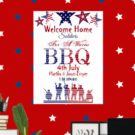 Välkomstormningssoldat 4:e juli BBB Red Blue Stars Poster