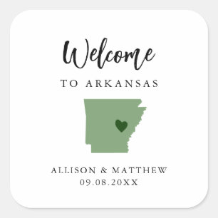 Välkomstpåse eller -låda för Färg Arkansas Bröllop Fyrkantigt Klistermärke