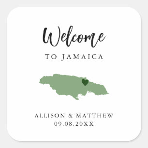 Välkomstpåse eller -låda för Färg Jamaica Bröllop Fyrkantigt Klistermärke